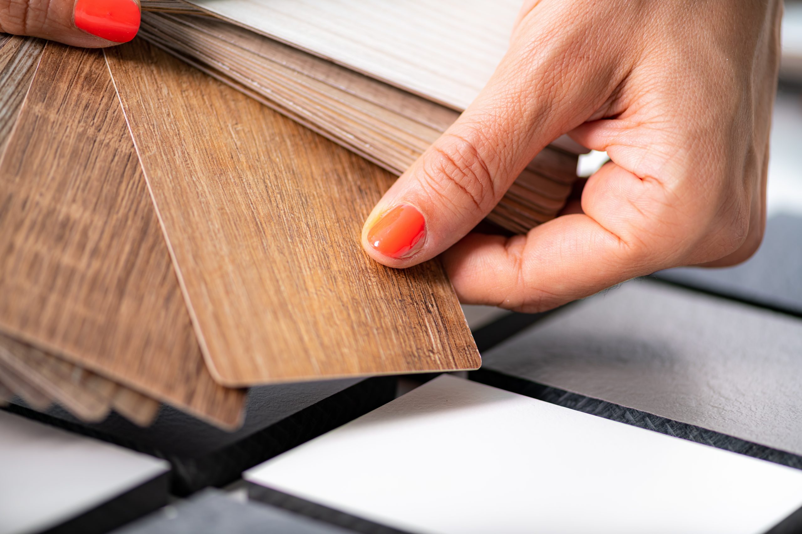 Flooring sample boards at the trade counter